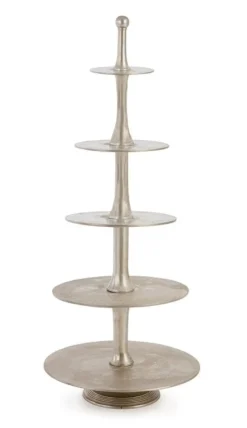 Vassoi E Centro Tavola>Bizzotto ALZATA 5P DECORATIVA MALLET ARGENTO H152