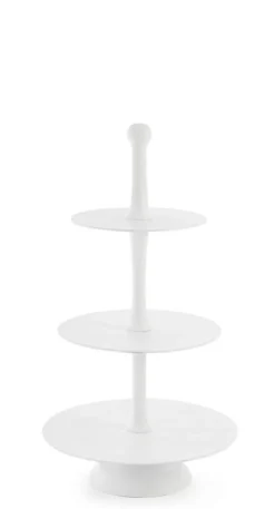 Vassoi E Centro Tavola>Bizzotto ALZATA 3P DECORATIVA MALLET BIANCO H82