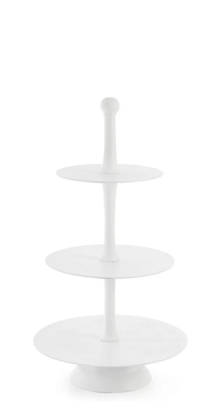 Vassoi E Centro Tavola>Bizzotto ALZATA 3P DECORATIVA MALLET BIANCO H82