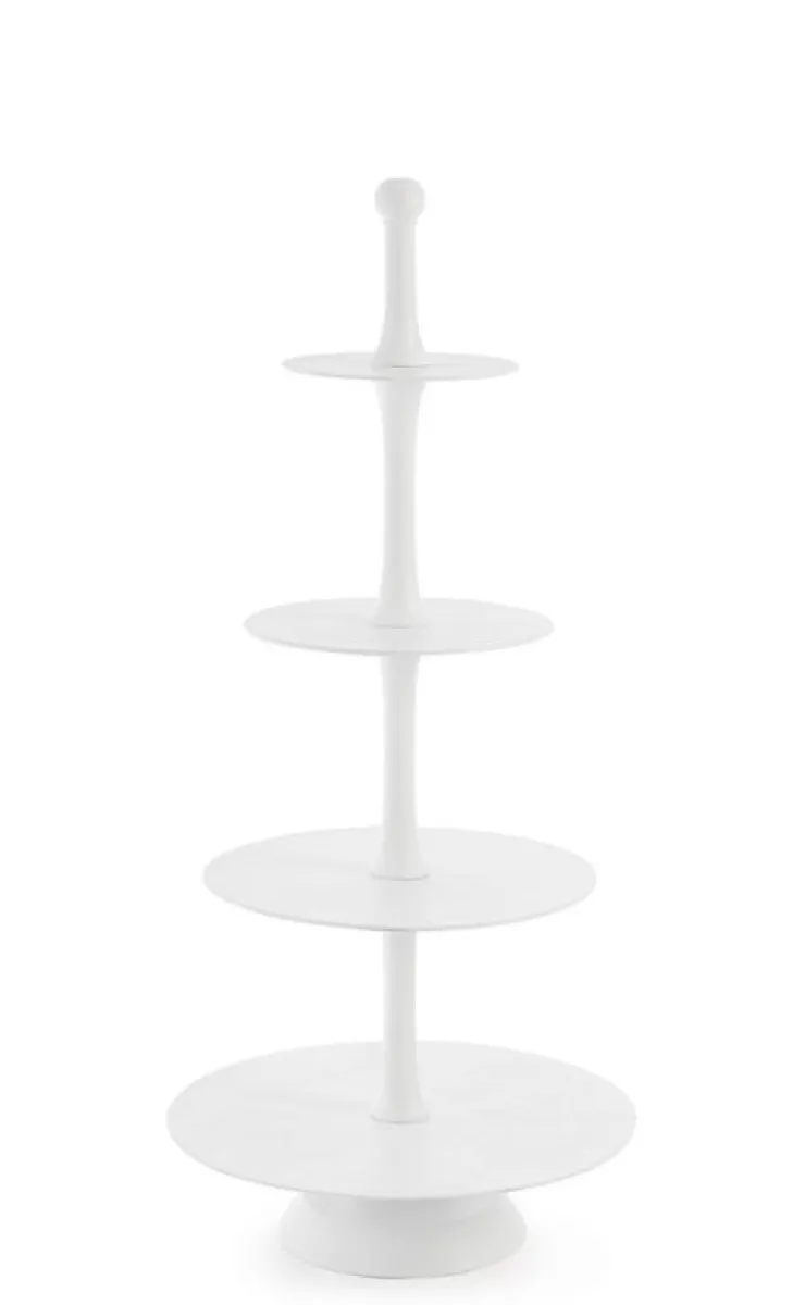 Vassoi E Centro Tavola>Bizzotto ALZATA 4P DECORATIVA MALLET BIANCO H123