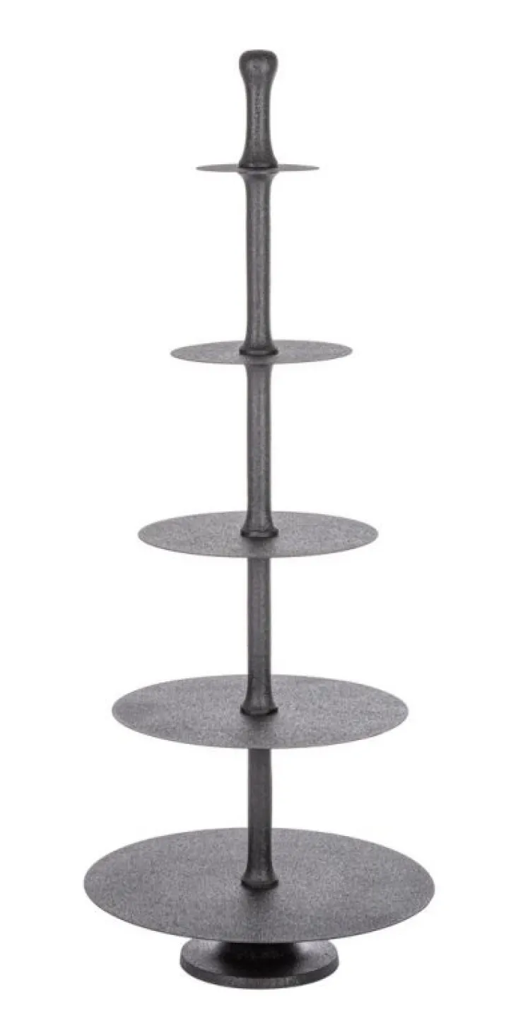 Vassoi E Centro Tavola>Bizzotto ALZATA 5P DECORATIVA RIDHI NERO H159