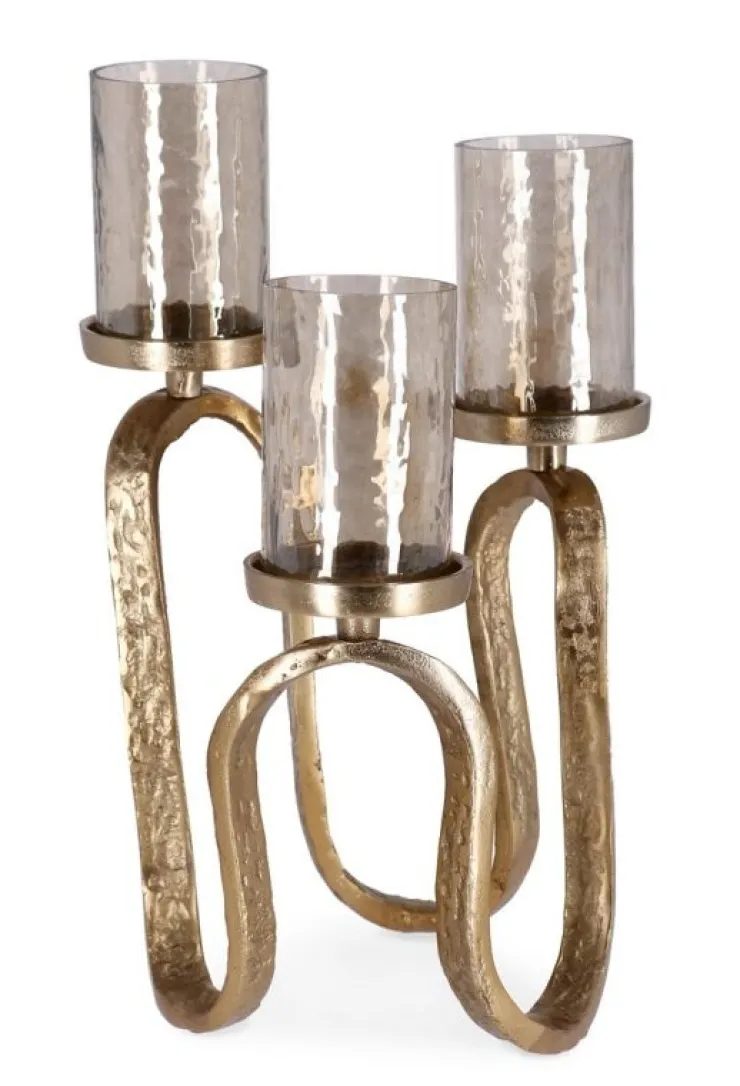 Portacandele>Bizzotto CANDELABRO SAGAR 3FUOCHI ORO H29