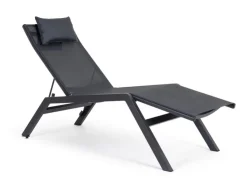 Lettini, Sdraio E Chaise Longue>Bizzotto CHAISE LONGUE IN ALLUMINIO ANTRACITE JX55 - KRION
