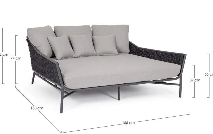 Daybed>Bizzotto DAYBED C-C EVERLY ANTR QS22/GRAPHITE