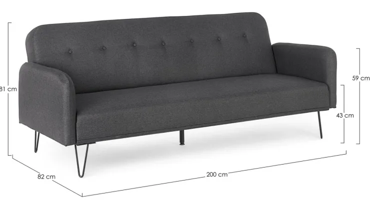 Divani Letto>Bizzotto DIVANO LETTO IN TESSUTO NERO - BRIDJET