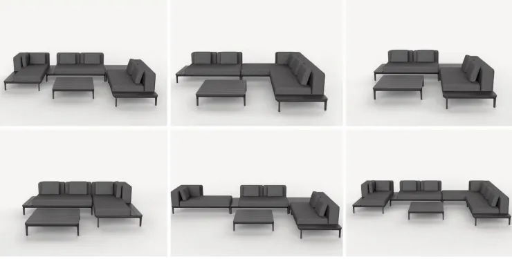 Divani>Bizzotto DIVANO LOUNGE IN ALLUMINIO ANTRACITE WG21 - MATRIX