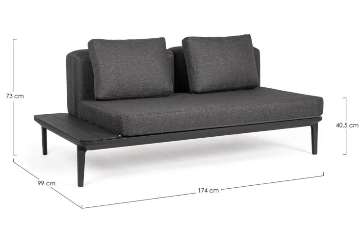 Divani>Bizzotto DIVANO LOUNGE IN ALLUMINIO ANTRACITE WG21 - MATRIX