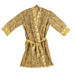 Accessori In Tessuto>Bizzotto KIMONO CHAMBERY OCRA C-FIORE ROSSO