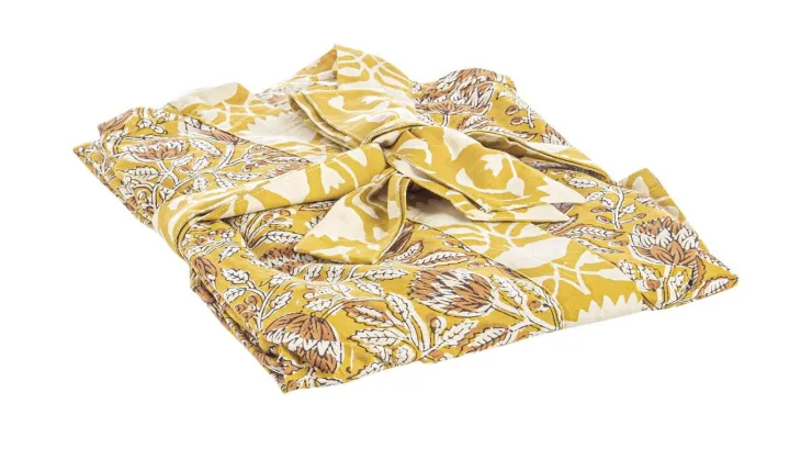Accessori In Tessuto>Bizzotto KIMONO CHAMBERY OCRA C-FIORE ROSSO