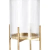 Lanterne>Bizzotto LANTERNA SIWAN RIGHE TRASP ORO H40