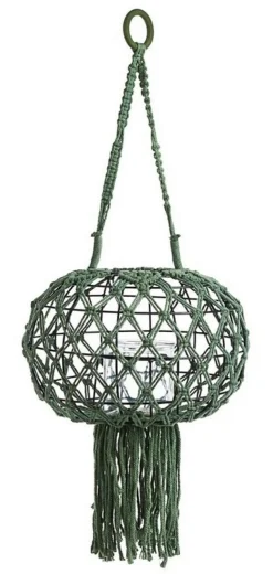 Lanterne>Bizzotto LANTERNA SOSPESA MACRAME VERDE H70