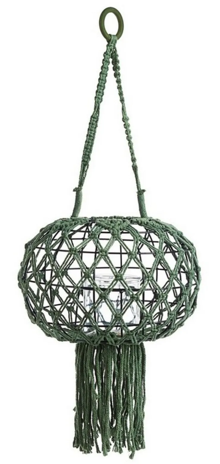 Lanterne>Bizzotto LANTERNA SOSPESA MACRAME VERDE H70