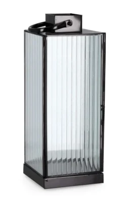 Lanterne>Bizzotto LANTERNA TEHRI 1M RIGHE TRASP NERO H37,5