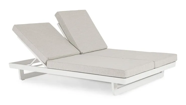 Lettini, Sdraio E Chaise Longue>Bizzotto LETTINO DOPPIO IN ALLUMINIO BIANCO WG20 - INFINITY