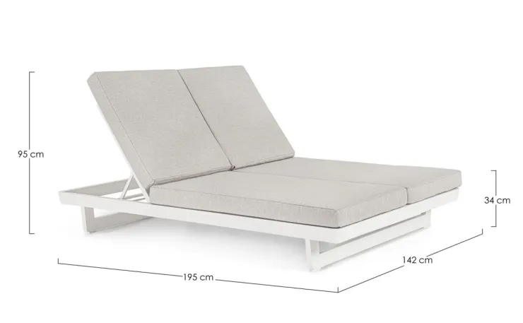 Lettini, Sdraio E Chaise Longue>Bizzotto LETTINO DOPPIO IN ALLUMINIO BIANCO WG20 - INFINITY