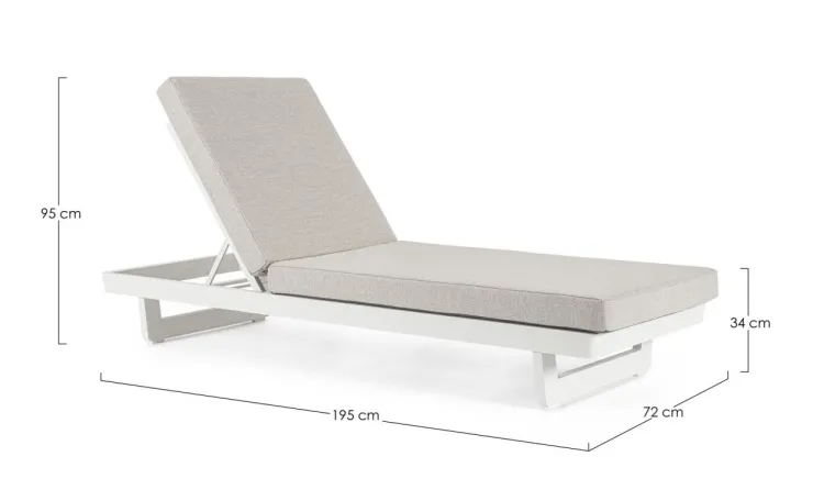 Lettini, Sdraio E Chaise Longue>Bizzotto LETTINO IN ALLUMINIO BIANCO WG20 - INFINITY