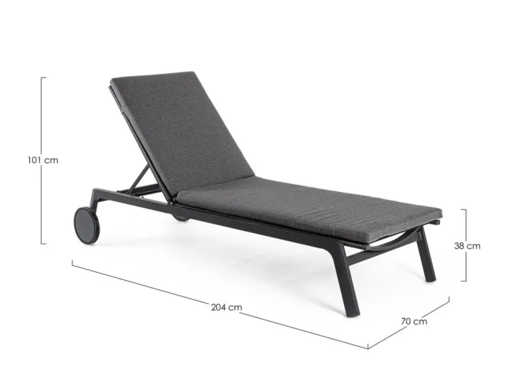 Lettini, Sdraio E Chaise Longue>Bizzotto LETTINO IN ALLUMINIO CON RUOTE ANTRACITE WG21 - JALISCO