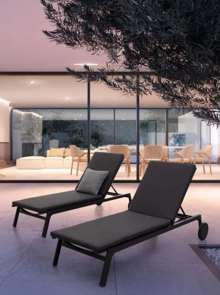 Lettini, Sdraio E Chaise Longue>Bizzotto LETTINO IN ALLUMINIO CON RUOTE ANTRACITE WG21 - JALISCO