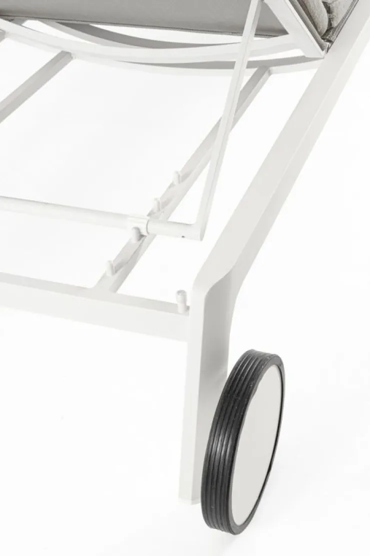 Lettini, Sdraio E Chaise Longue>Bizzotto LETTINO IN ALLUMINIO CON RUOTE BIANCO WG20 - JALISCO
