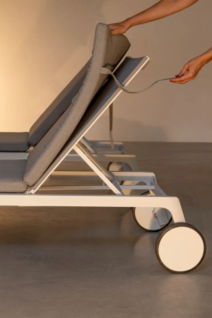 Lettini, Sdraio E Chaise Longue>Bizzotto LETTINO IN ALLUMINIO CON RUOTE BIANCO WG20 - JALISCO