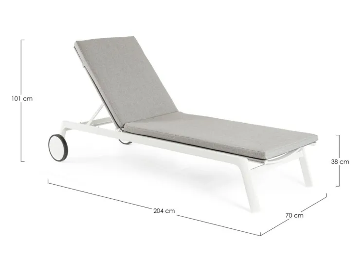 Lettini, Sdraio E Chaise Longue>Bizzotto LETTINO IN ALLUMINIO CON RUOTE BIANCO WG20 - JALISCO