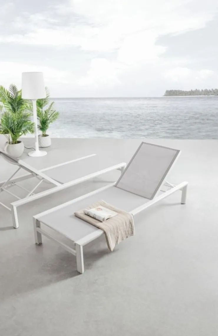 Lettini, Sdraio E Chaise Longue>Bizzotto LETTINO IN ALLUMINIO CON RUOTE BIANCO YK11 - SKIPPER NEW