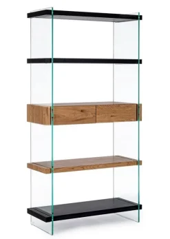 Librerie>Bizzotto LIBRERIA 2 CASSETTI NERA - LINE WOOD