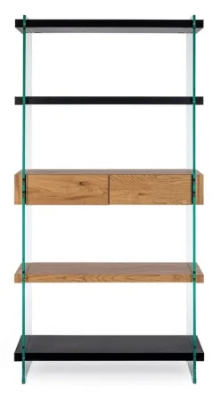 Librerie>Bizzotto LIBRERIA 2 CASSETTI NERA - LINE WOOD
