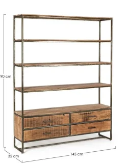 Librerie>Bizzotto LIBRERIA IN LEGNO 4 CASSETTI - ELMER