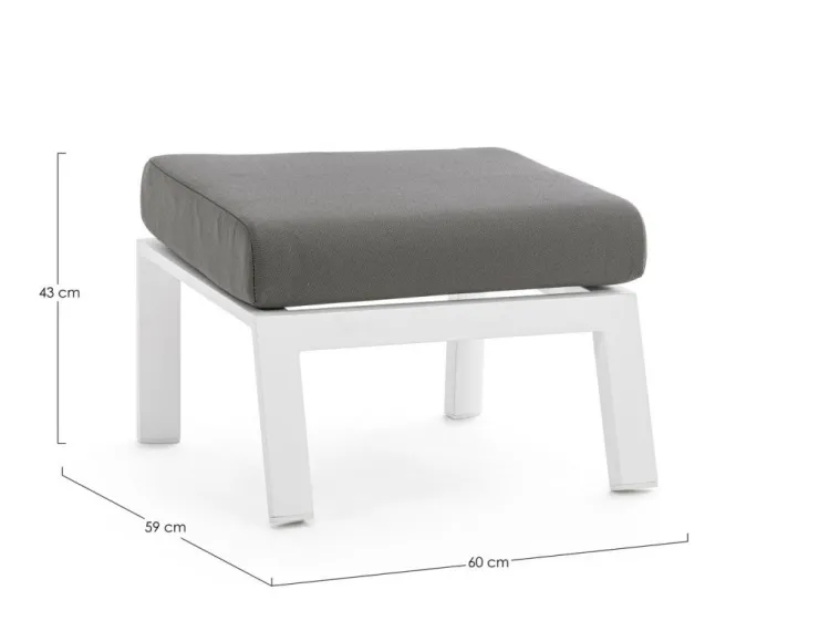 Pouf Da Esterno>Bizzotto OTTOMAN IN ALLUMINIO BIANCO JX11 - KLEDI
