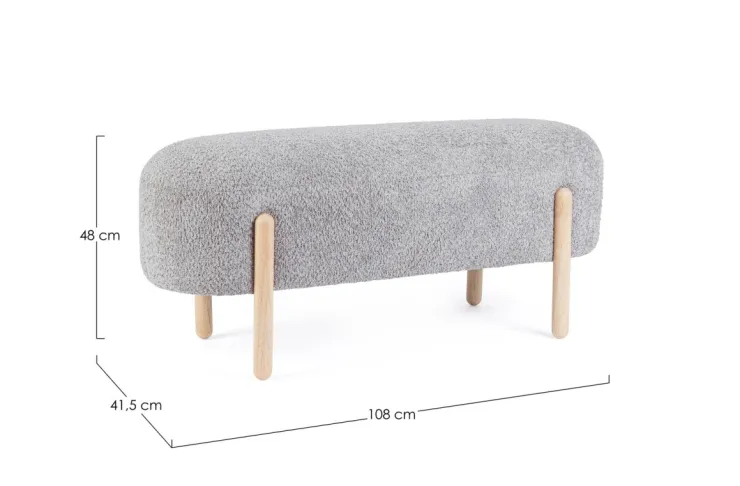 Panche>Bizzotto PANCA EFFETTO BOUCLE' GRIGIO CHIARO - DAYLA