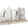 Vasi E Portacandele Natalizi>Bizzotto P.CANDELA 4P DWELLING ARGENTO CASA-PINO