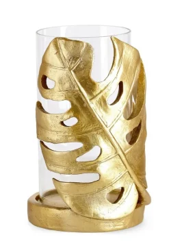Portacandele>Bizzotto P.CANDELA PALONG FOGLIA MONSTERA ORO H23