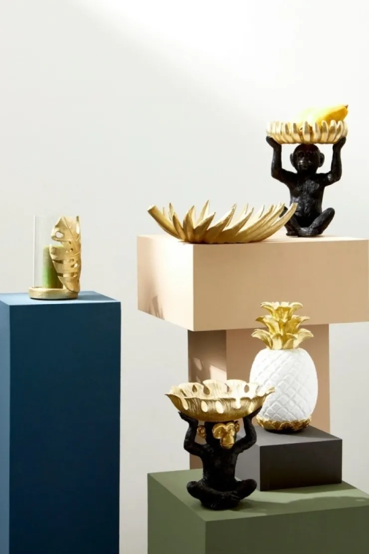 Portacandele>Bizzotto P.CANDELA PALONG FOGLIA MONSTERA ORO H23