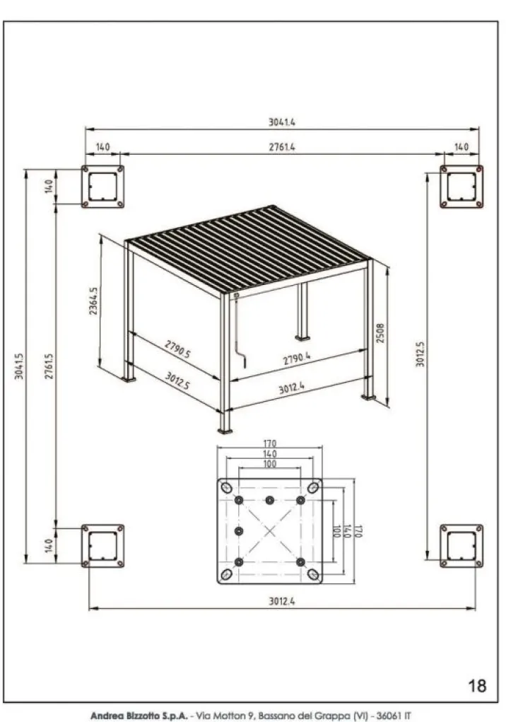 Pergole E Gazebo>Bizzotto PERGOLA OCEAN 3X3 ANTRACITE