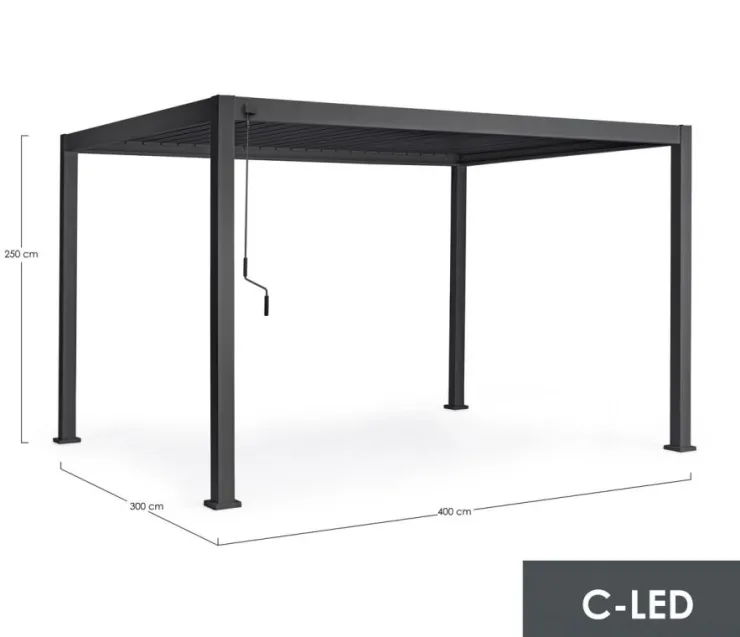 Pergole E Gazebo>Bizzotto PERGOLA OCEAN 3X4 ANTRACITE C-LED