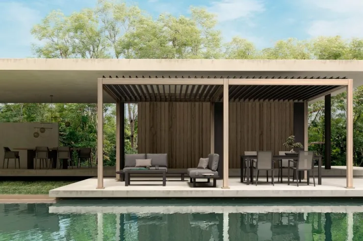 Pergole E Gazebo>Bizzotto PERGOLA OCEAN 3.6X6 NATURAL-ANTRACITE