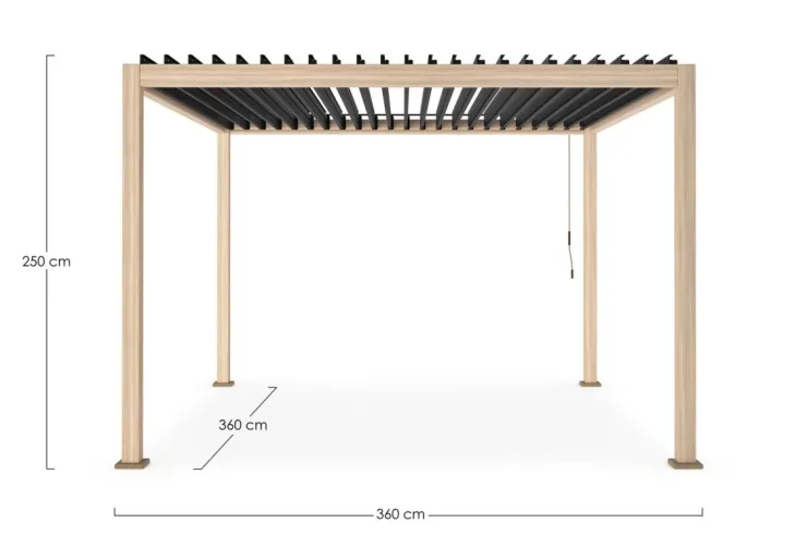 Pergole E Gazebo>Bizzotto PERGOLA OCEAN 3.6X3.6 NATURAL-ANTRACITE