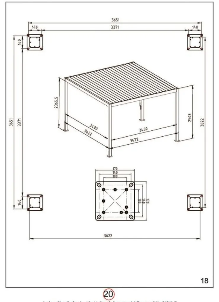 Pergole E Gazebo>Bizzotto PERGOLA OCEAN 3.6X3.6 NATURAL-ANTRACITE