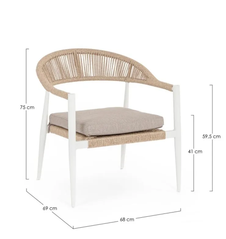 Poltrone>Bizzotto POLTRONA C-BR C-C JANDIA BIANCO/BEIGE