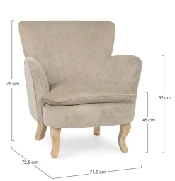 Poltrone E Chaise Longue>Bizzotto POLTRONA COLOR TORTORA - CHENILLE