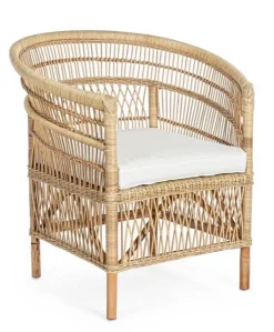 Poltrone E Chaise Longue>Bizzotto POLTRONA CON CUSCINO IN FIBRE NATURALI - JOSEFINA