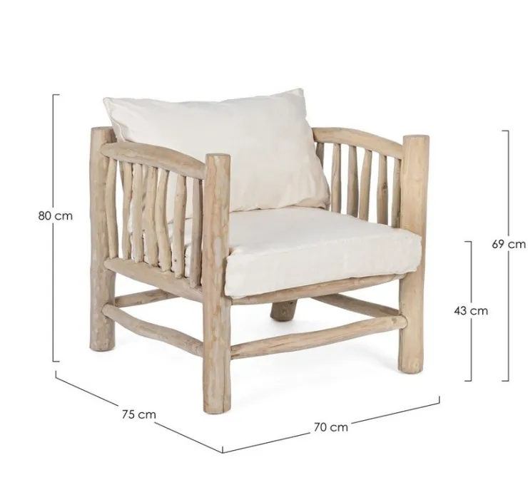 Poltrone E Chaise Longue>Bizzotto POLTRONA CON CUSCINO IN TEAK - SAHEL