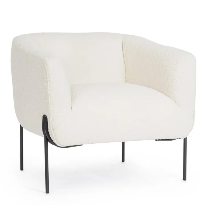 Poltrone E Chaise Longue>Bizzotto POLTRONA EFFETTO BOUCLE' BIANCO - CLAUDINE