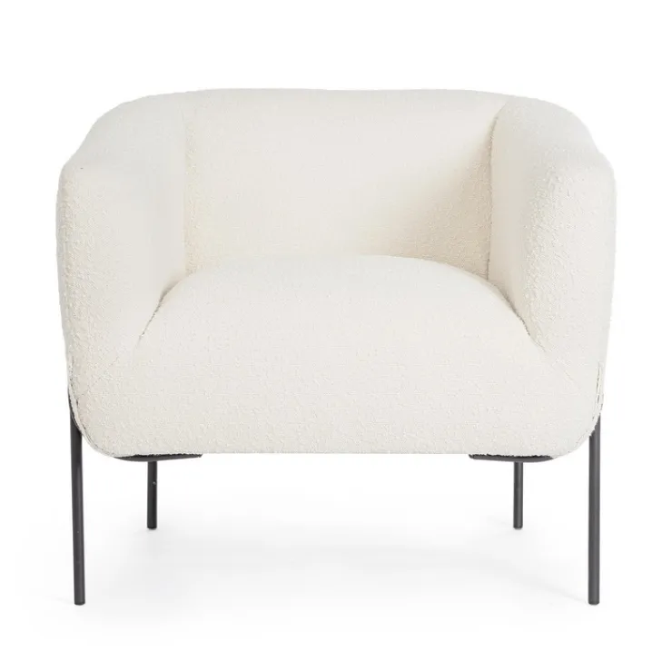 Poltrone E Chaise Longue>Bizzotto POLTRONA EFFETTO BOUCLE' BIANCO - CLAUDINE