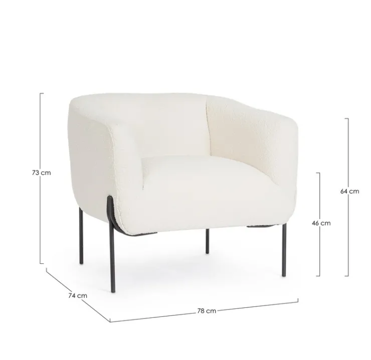 Poltrone E Chaise Longue>Bizzotto POLTRONA EFFETTO BOUCLE' BIANCO - CLAUDINE