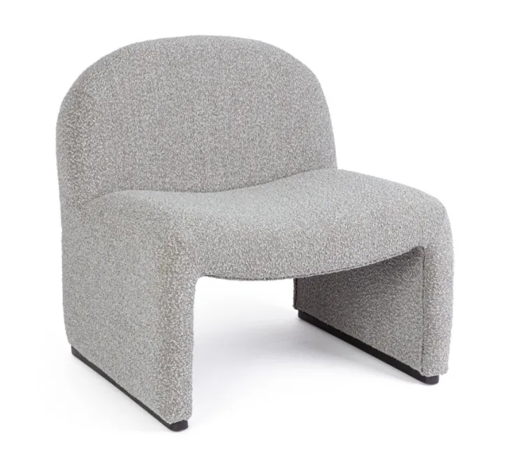Poltrone E Chaise Longue>Bizzotto POLTRONA EFFETTO BOUCLE' GRIGIO - BASSILLA
