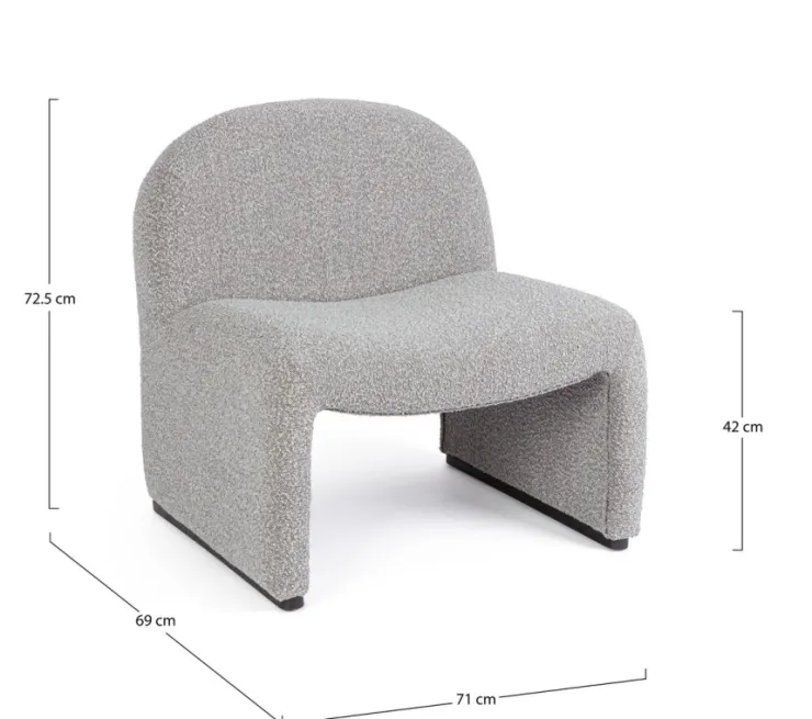 Poltrone E Chaise Longue>Bizzotto POLTRONA EFFETTO BOUCLE' GRIGIO - BASSILLA