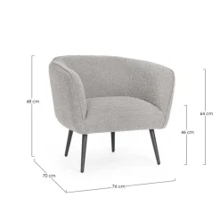 Poltrone E Chaise Longue>Bizzotto POLTRONA EFFETTO BOUCLE' GRIGIO - AVRIL