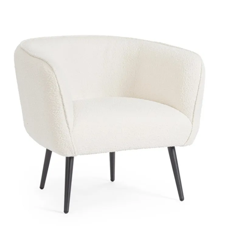 Poltrone E Chaise Longue>Bizzotto POLTRONA EFFETTO BOUCLE' BIANCO - AVRIL